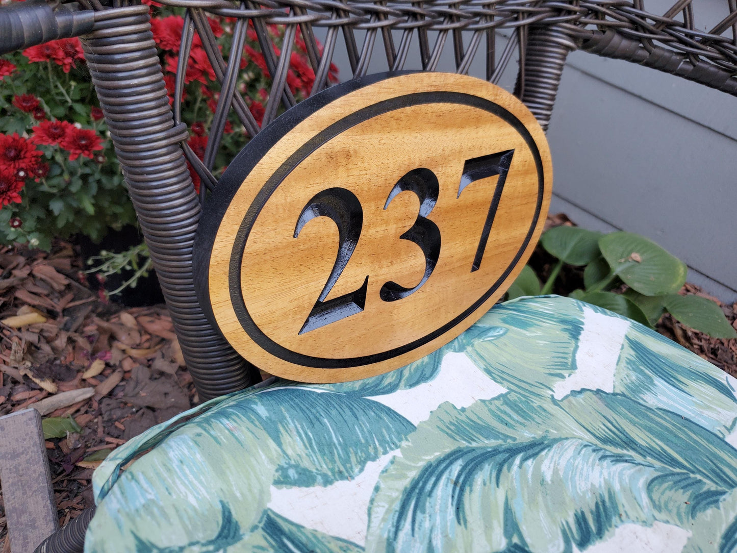 House Number Sign, Engraved Wood Address Plaque, Home Street Number Hanging, Carved Natural Mahogany Cedar Cypress, Wooden Engraving Gift