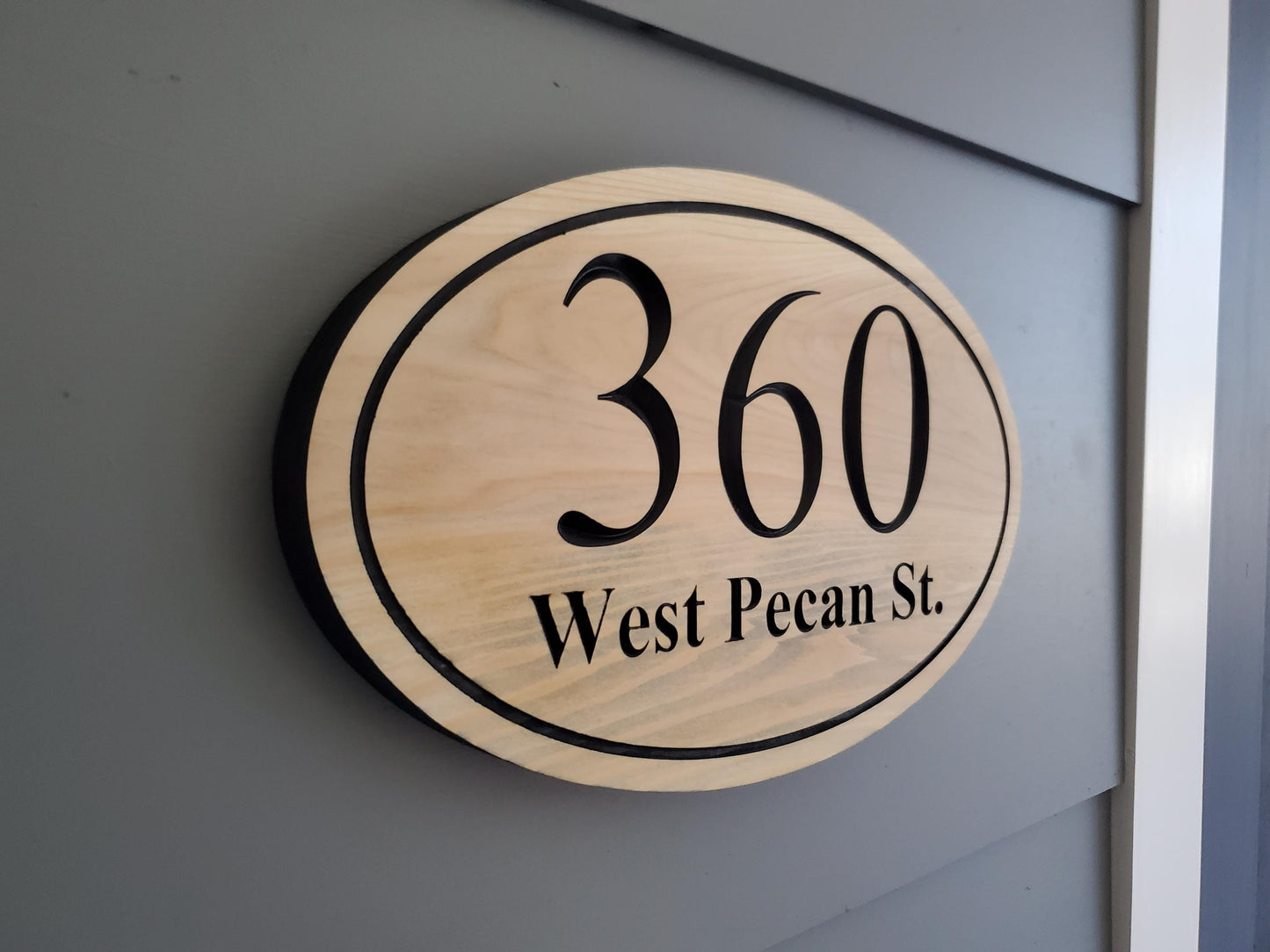 House Address Plaque, Home Street Address And Number Sign, Exterior Solid Wood, Carved Mahogany Cedar Or Cypress, Outside Wooden Engraving