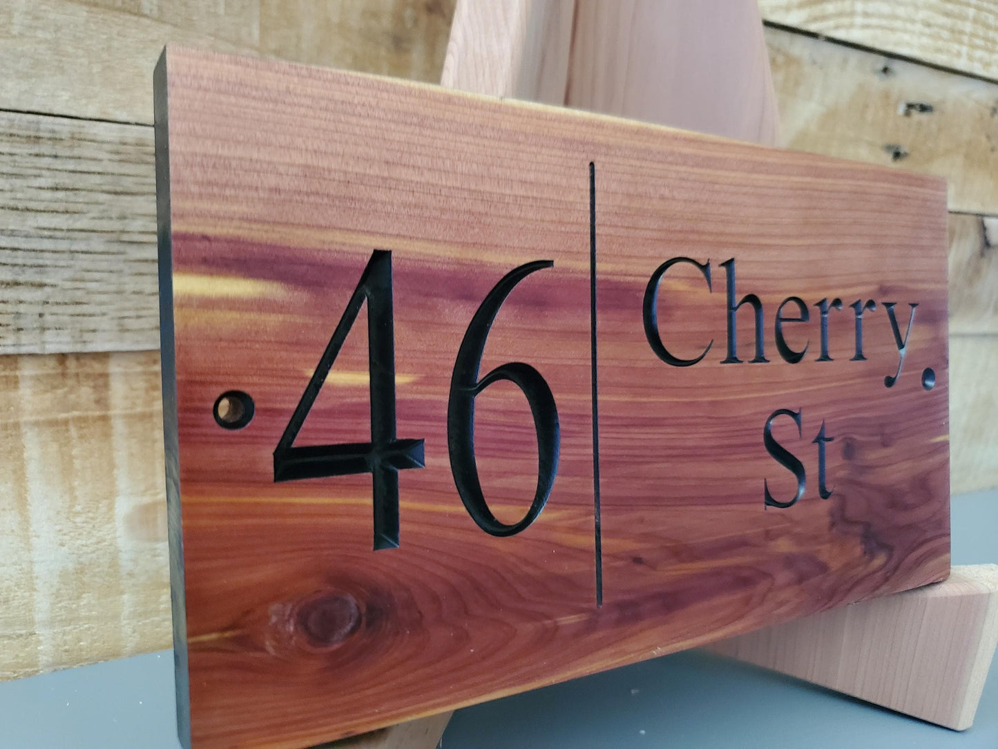 House Address Sign, Carved Wood Street Number Plaque, Custom Wooden Home Address Sign, Personalized Engraved Mahogany Cedar Cypress Hardwood