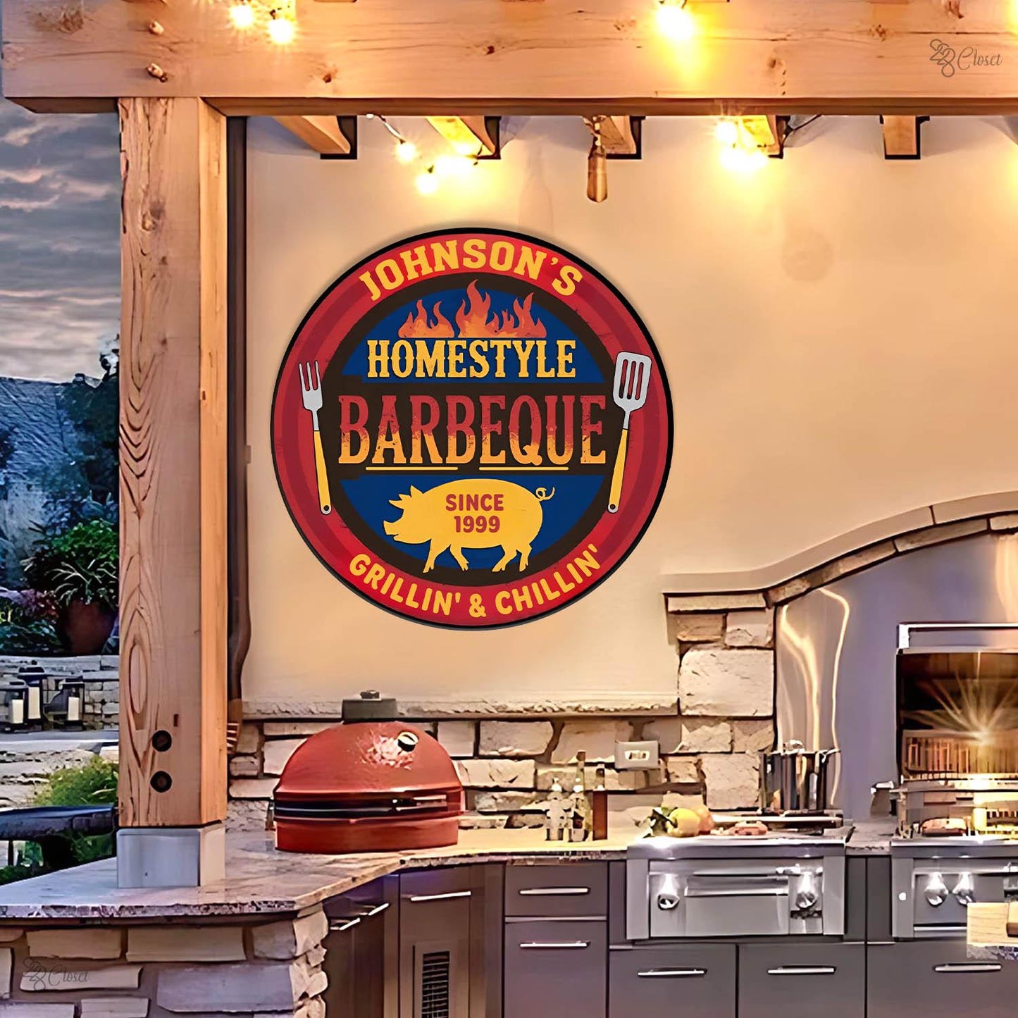 Personalized Backyard BBQ Metal Sign Wall Art, BBQ Grill Metal Wall Decor, Dad Gifts, Welcome Sign Metal, Barbecue Sign Outdoor Decoration