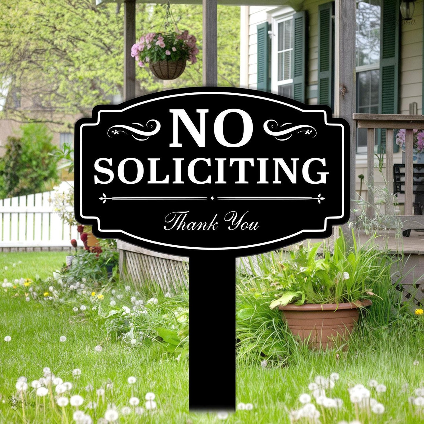 No Soliciting Sign for Yard, Outdoor Front Door Warning Sign, Gift for family, Outdoor Lawn Decor, House Entrance Sign, No soliciting yard