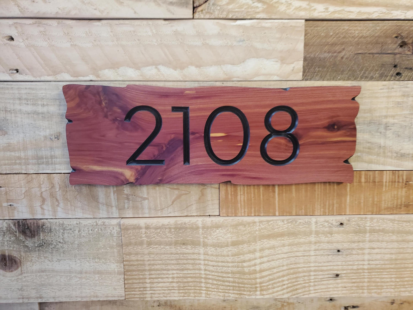Rustic House Street Number Plaque, Custom Address Sign, Carved Wood Personalized Cabin Home Live Edge Style Sign