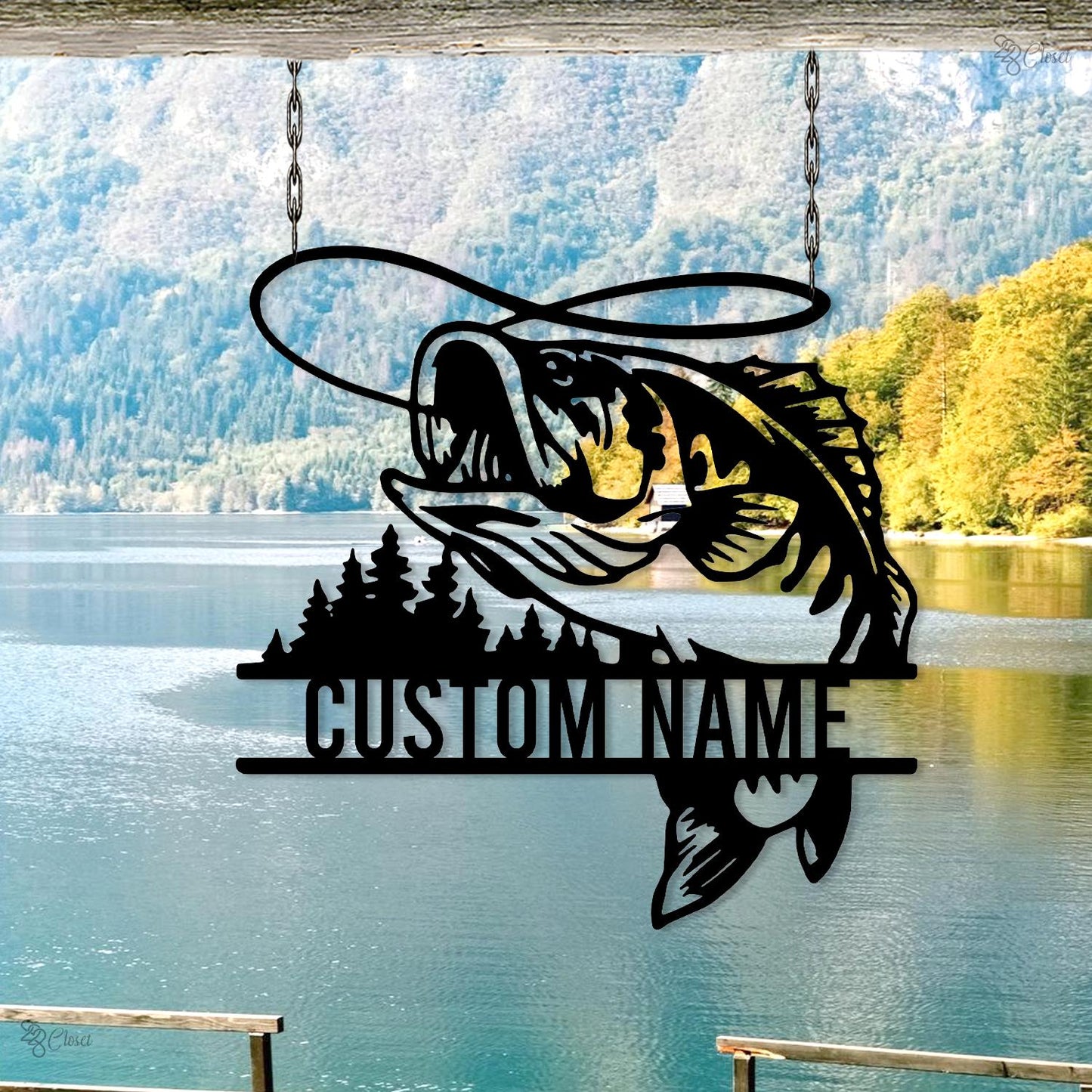 Custom Bass Fishing Metal Sign, Bass Fishing Name Sign, Fish Pole Decor, Lake House Decor Fishing Lover Gifts, Fisher Gift Dad Gift Xmas