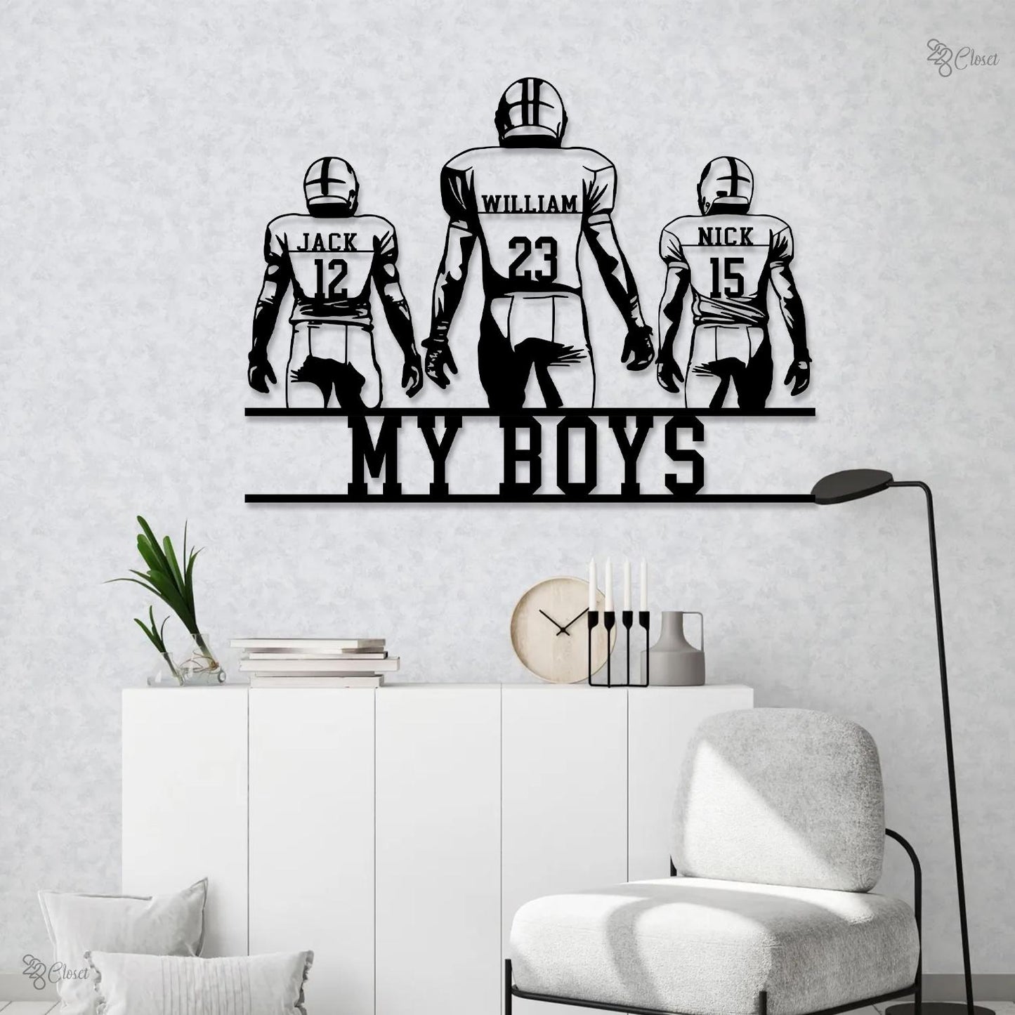 Custom American Football Team Metal Wall Art LED Light Personalized Football Player Name Sign Home Decor Boy Room Decor Xmas Gift for him