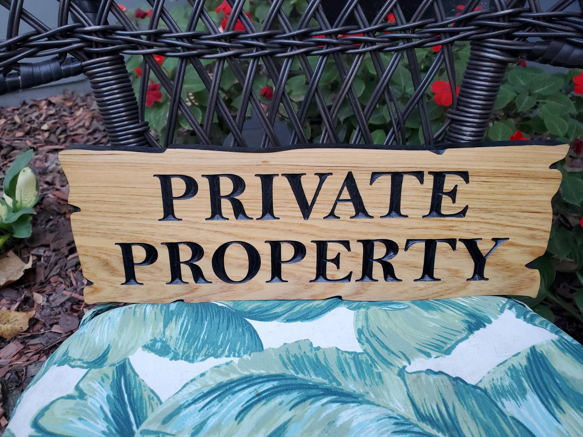 Private Property Carved Wooden Sign, Rustic Cedar or Cypress Outdoor Wood Plaque, CNC Carved Land Sign, Exterior Property Sign Carving