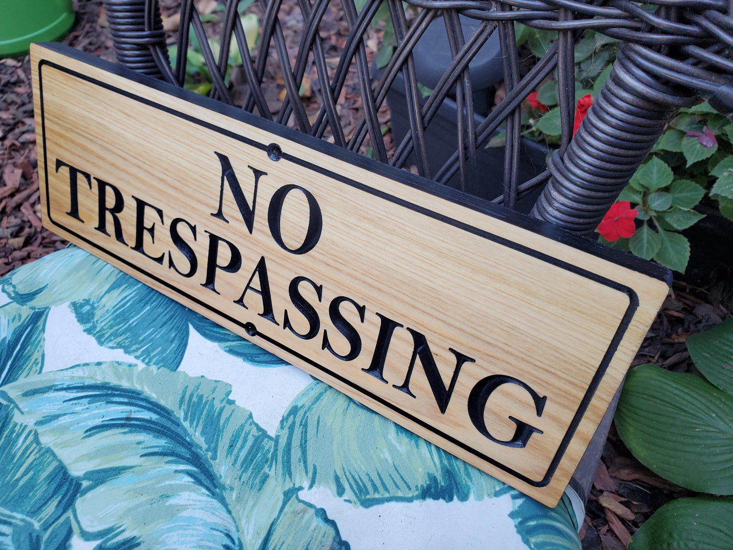 No Trespassing Sign, Carved Cedar or Cypress Outdoor Wood Plaque, Easy Mount Custom Carved Land Sign, Engraved No Trespassing Carving