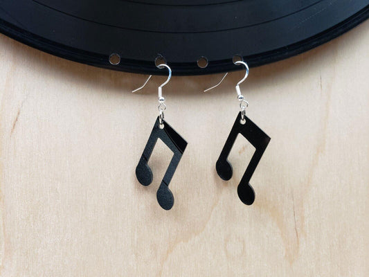 Vinyl Record Music Note Earrings Made From Recycled Vintage Album, Reclaimed Fashion Jewelry, Repurposed 70s 80s 45 LP