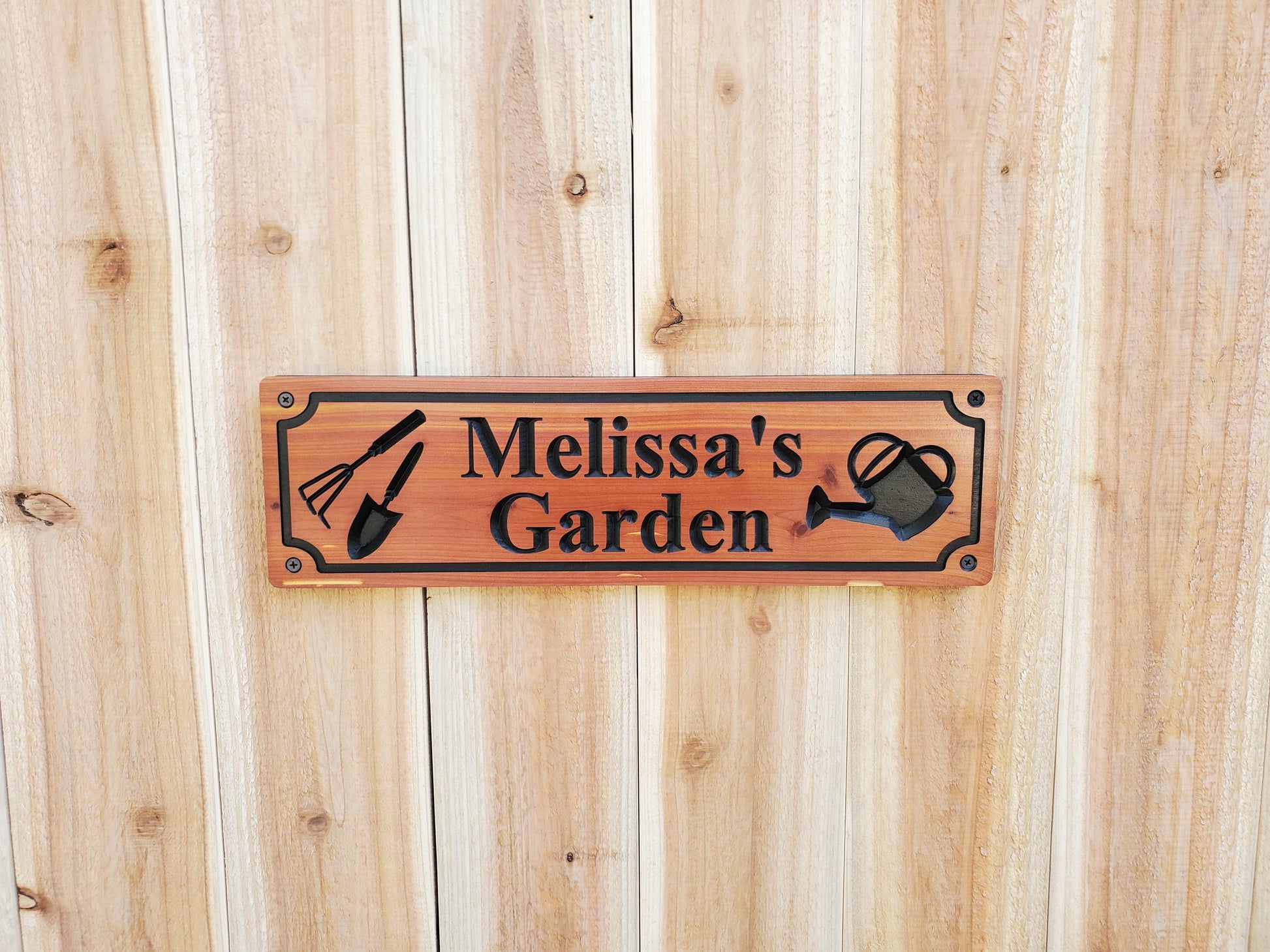 Custom Name Garden Sign, Personalized Outdoor Carved Wood Gardening Sign, Customized Outside Plaque, Gardener Gift, Cedar Or Cypress Wood