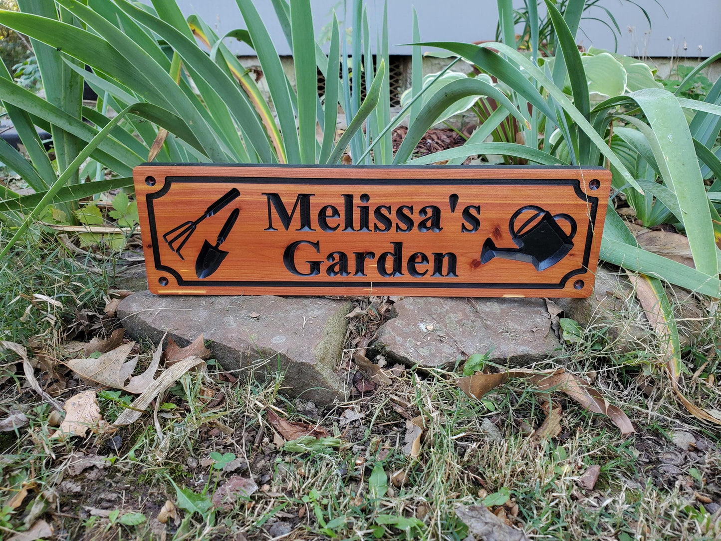 Custom Name Garden Sign, Personalized Outdoor Carved Wood Gardening Sign, Customized Outside Plaque, Gardener Gift, Cedar Or Cypress Wood