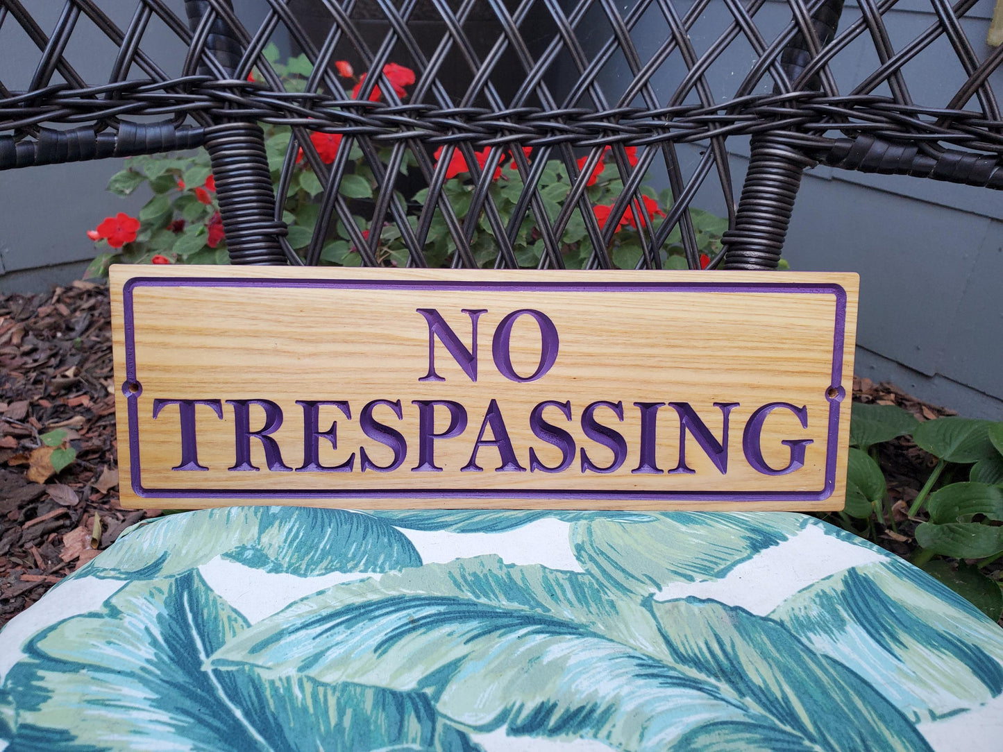 No Trespassing Wooden Sign, Purple Paint Hunters Posted Sign, Carved Cedar Outdoor Wood Plaque, Easy Mount Custom Carved Land Carving