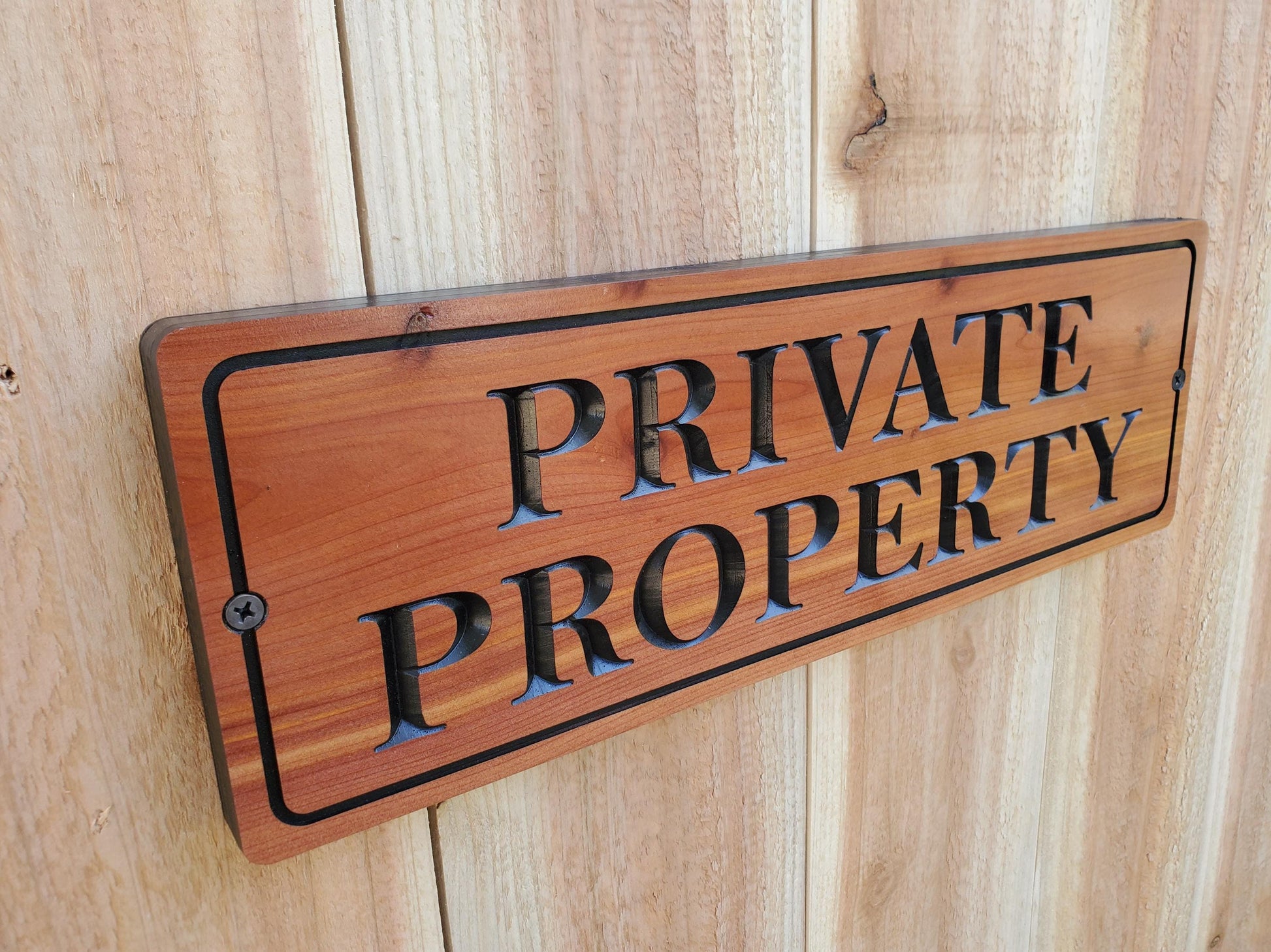 Private Property Carved Wooden Sign, Outdoor Wood Plaque, Land Owner Sign, Engraved Outside Exterior Carving, Cedar or Cypress