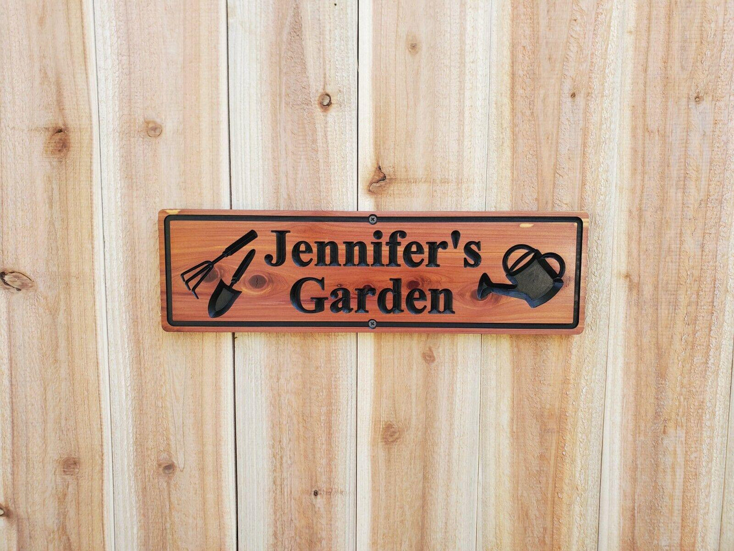 Personalised Garden Sign, Custom Wooden Carved Gardening Name Sign, Customized Outdoor Cedar Or Cypress Wood Plaque, Outside Gardening Décor