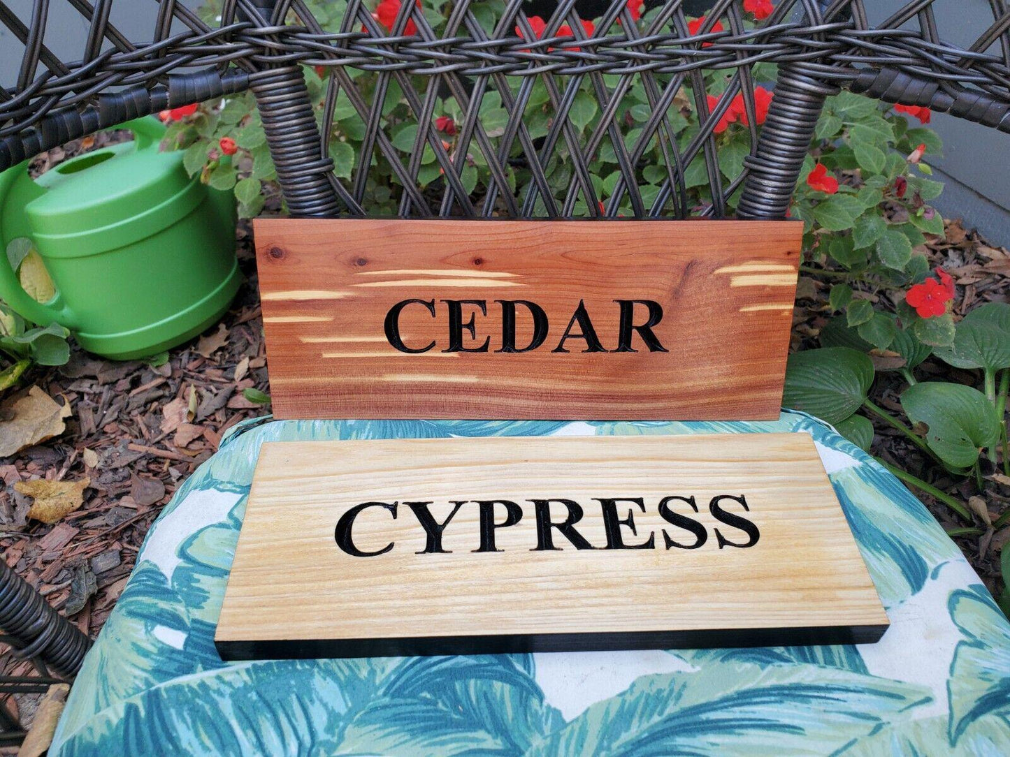 Personalised Garden Sign, Custom Wooden Carved Gardening Name Sign, Customized Outdoor Cedar Or Cypress Wood Plaque, Outside Gardening Décor