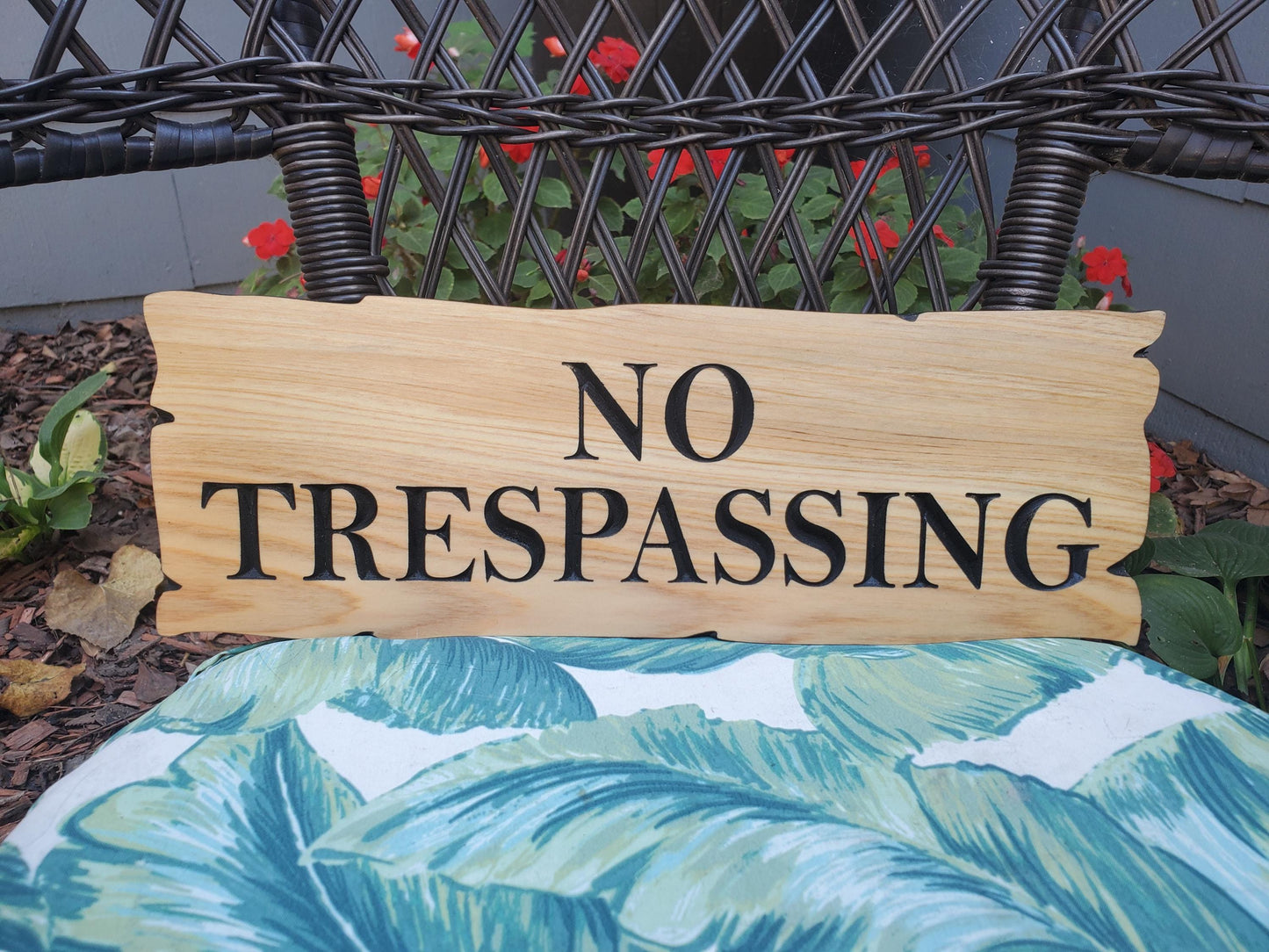 No Trespassing Wooden Sign, Rustic Cedar or Cypress Outdoor Wood Carved Plaque, CNC Carved Land Sign, Exterior Private Property Sign Carving