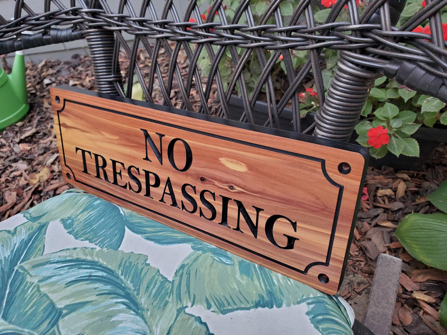 No Trespassing Sign, Cedar Cypress Outdoor Carved Wooden Plaque, Outdoor Outside Wood Land Carving