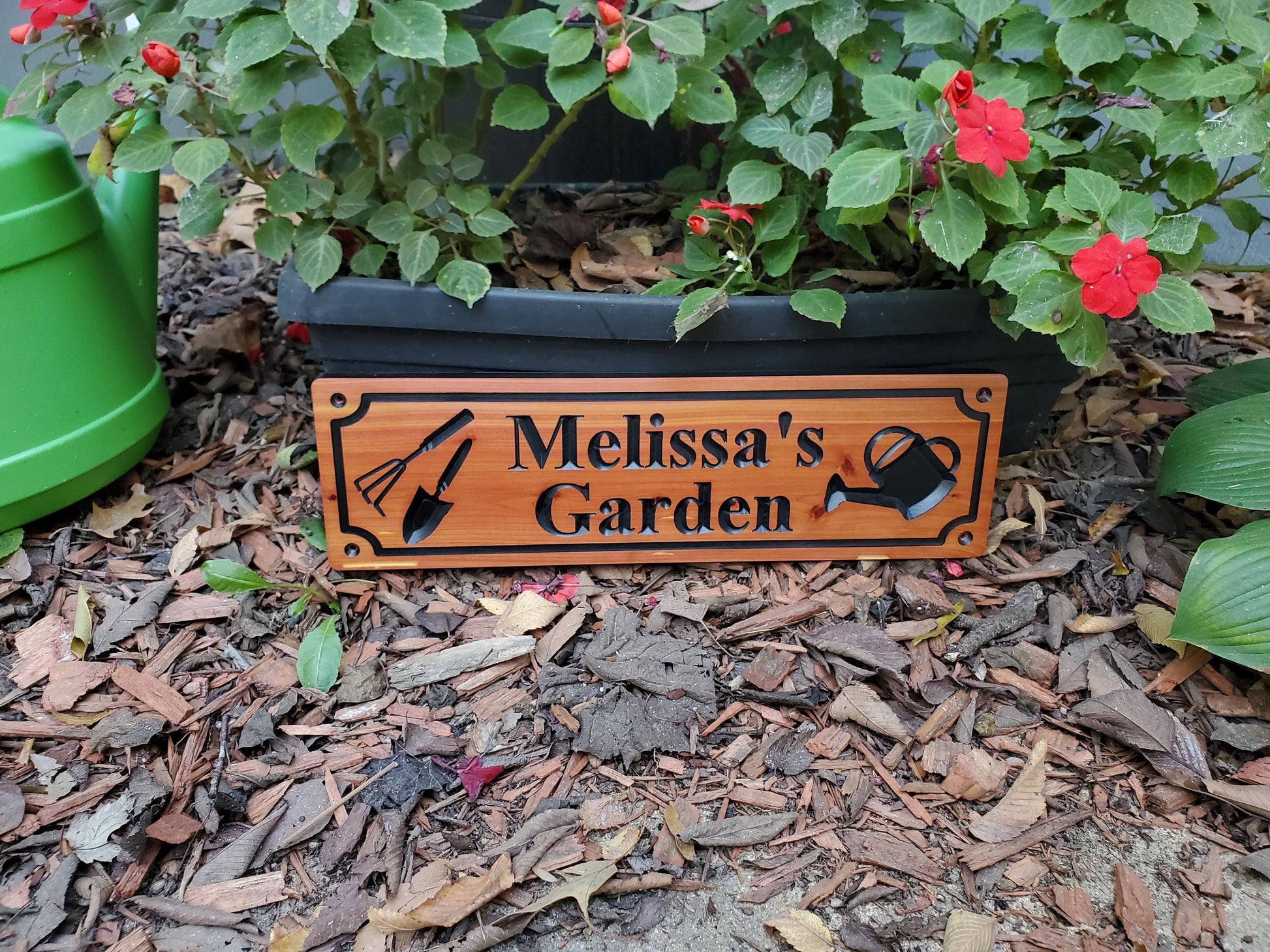 Custom Name Garden Sign, Personalized Outdoor Carved Wood Gardening Sign, Customized Outside Plaque, Gardener Gift, Cedar Or Cypress Wood