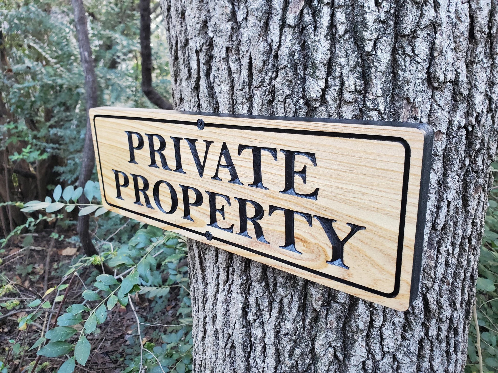 Private Property Carved Wooden Sign, Outdoor Wood Plaque, Land Owner Sign, Engraved Outside Exterior Carving, Cedar or Cypress