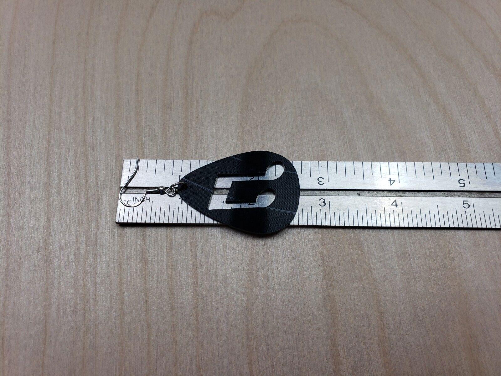 Music Note Repurposed Record Earrings, Made From LP Album, Rock And Roll Fashion Jewelry, Teardrop Guitar Pick Shape, Slanted Beam Note