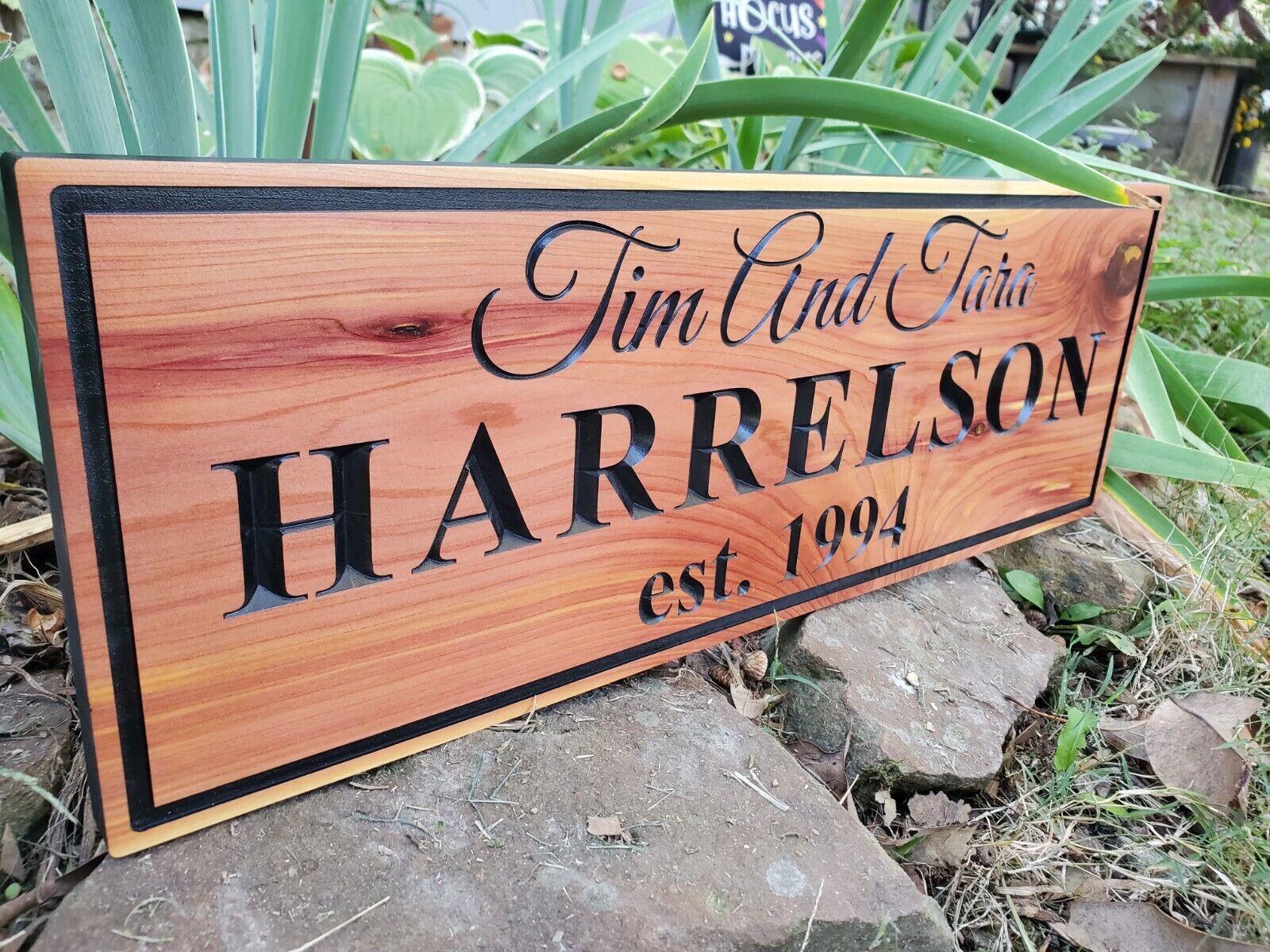 Custom Couples Sign, Carved Wood Family Last Name Established Date, Wedding Anniversary Gift, Outside Indside Wall Décor Plaque, Personalize