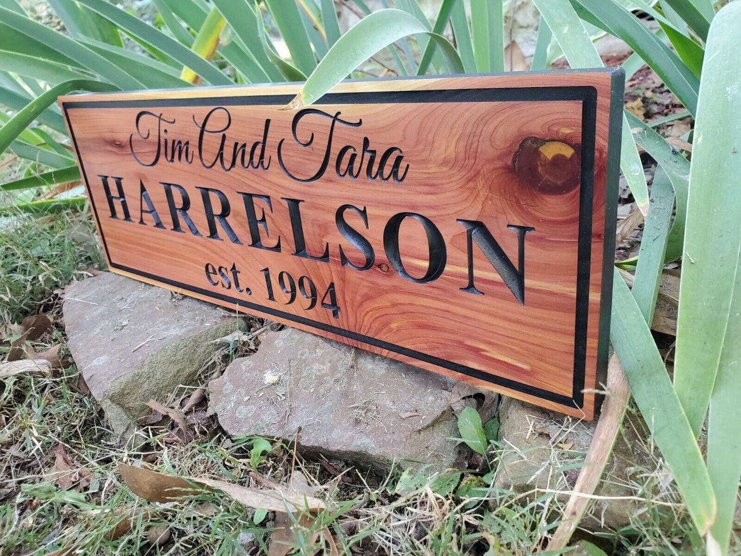 Custom Couples Sign, Carved Wood Family Last Name Established Date, Wedding Anniversary Gift, Outside Indside Wall Décor Plaque, Personalize