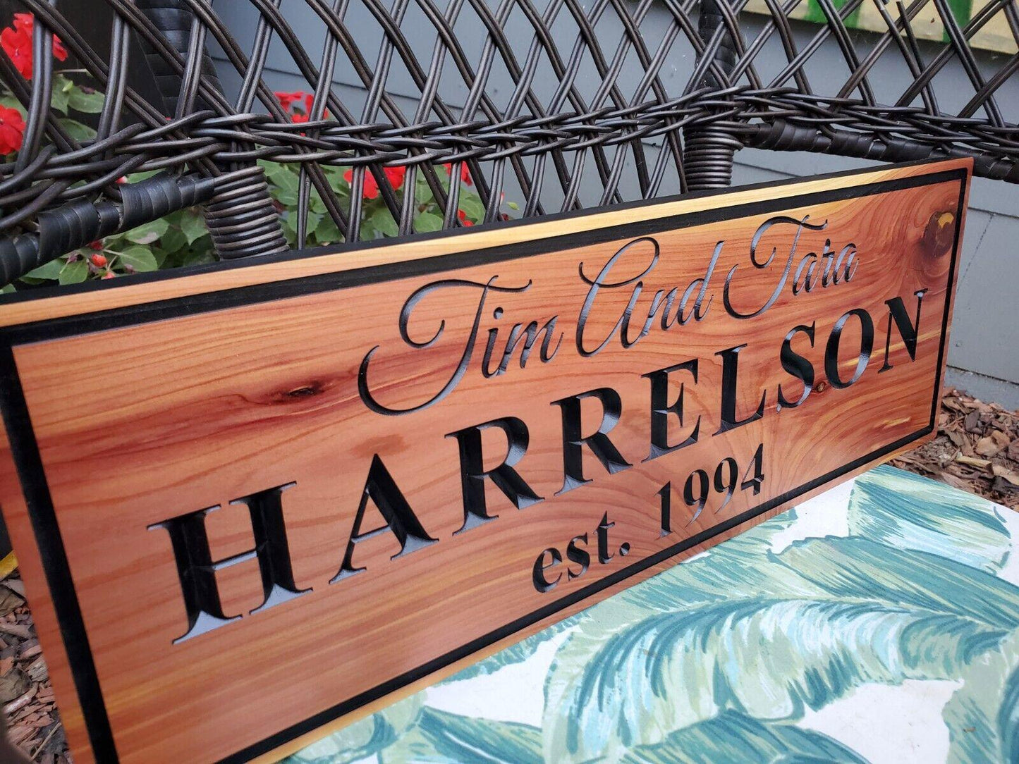 Custom Couples Sign, Carved Wood Family Last Name Established Date, Wedding Anniversary Gift, Outside Indside Wall Décor Plaque, Personalize