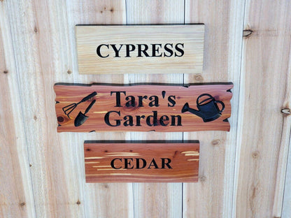 Custom Wood Garden Sign, Personalized Name Gardening Sign, Customized Rustic Carved Wooden Outdoor Plaque, Outside Gardening Decoration Gift