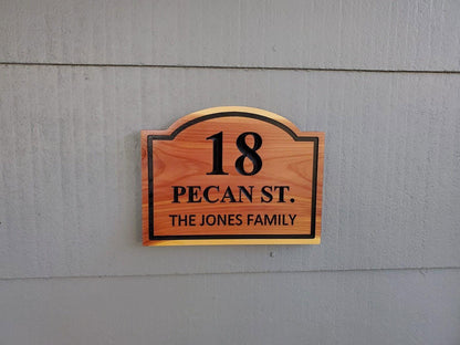 House Name And Address Sign, Carved Wood Plaque, Home Street Number Sign, Engraved Natural Mahogany Cedar Cypress Hardwood, Custom Wooden