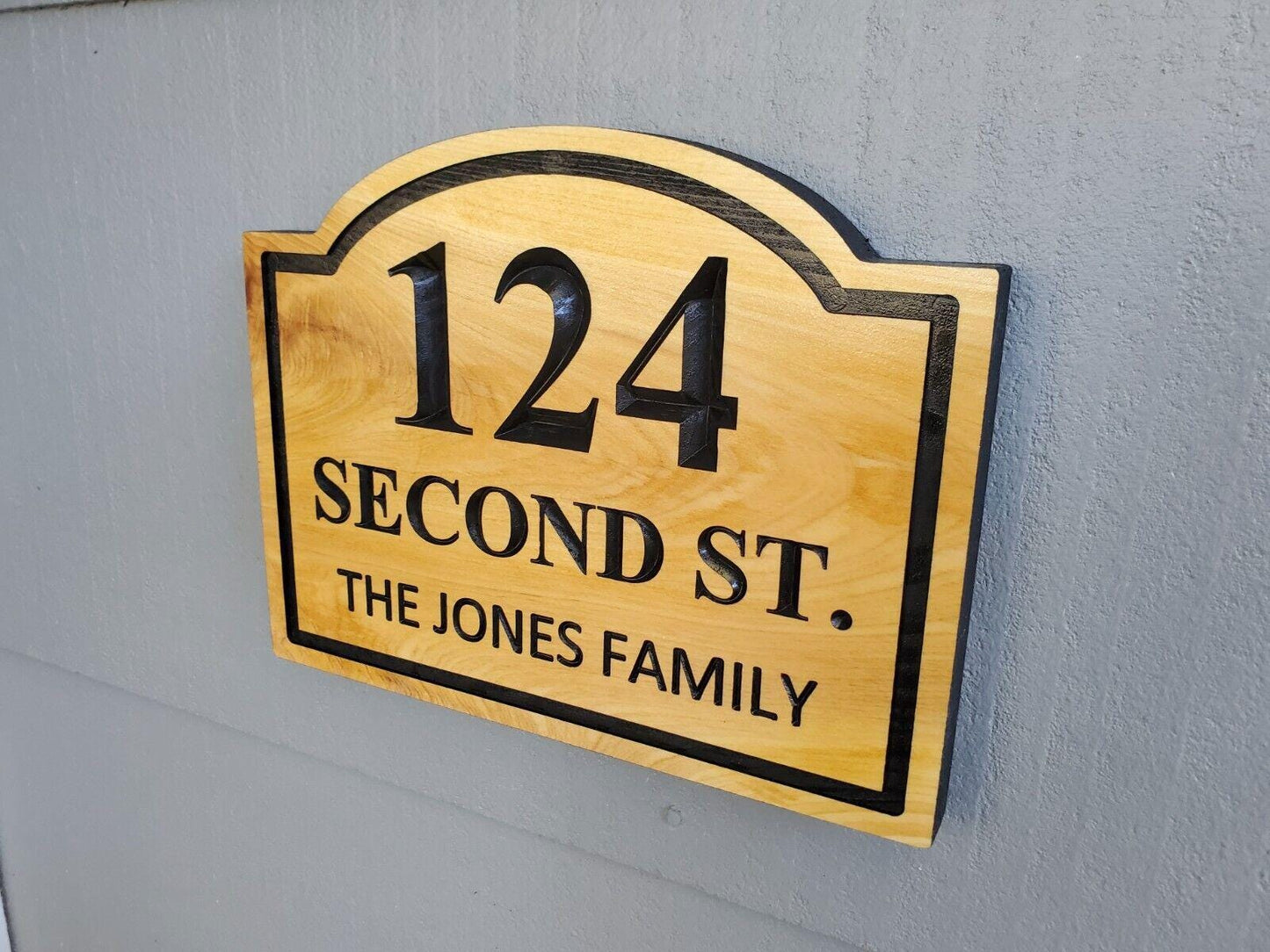 House Name And Address Sign, Carved Wood Plaque, Home Street Number Sign, Engraved Natural Mahogany Cedar Cypress Hardwood, Custom Wooden