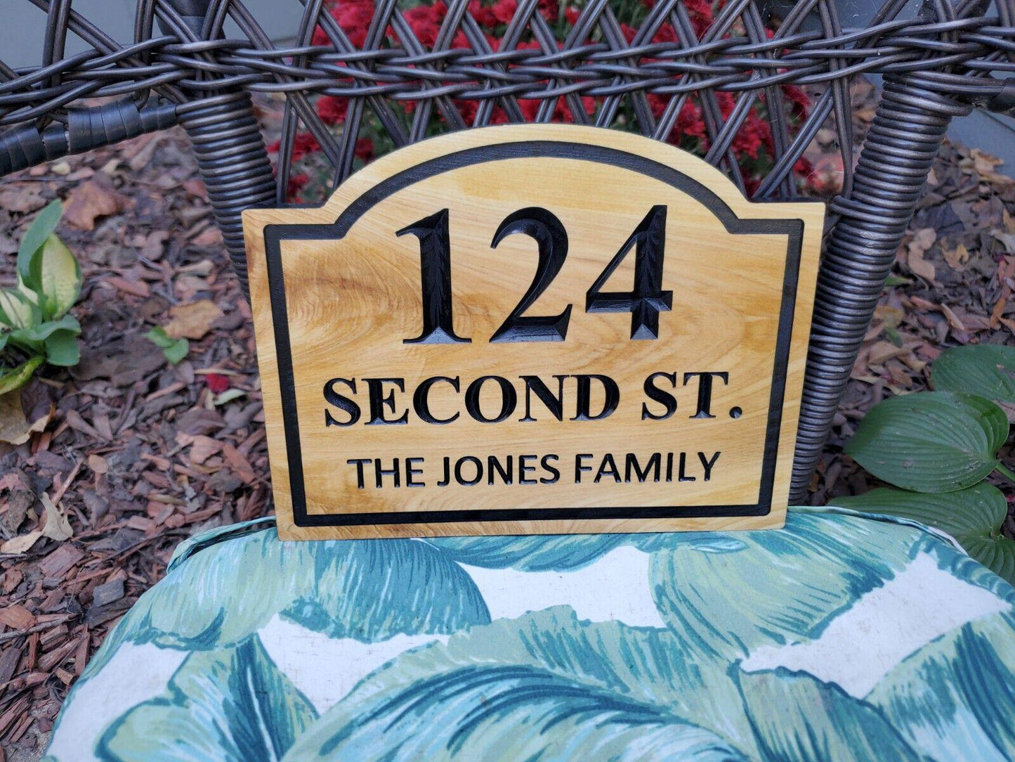 House Name And Address Sign, Carved Wood Plaque, Home Street Number Sign, Engraved Natural Mahogany Cedar Cypress Hardwood, Custom Wooden