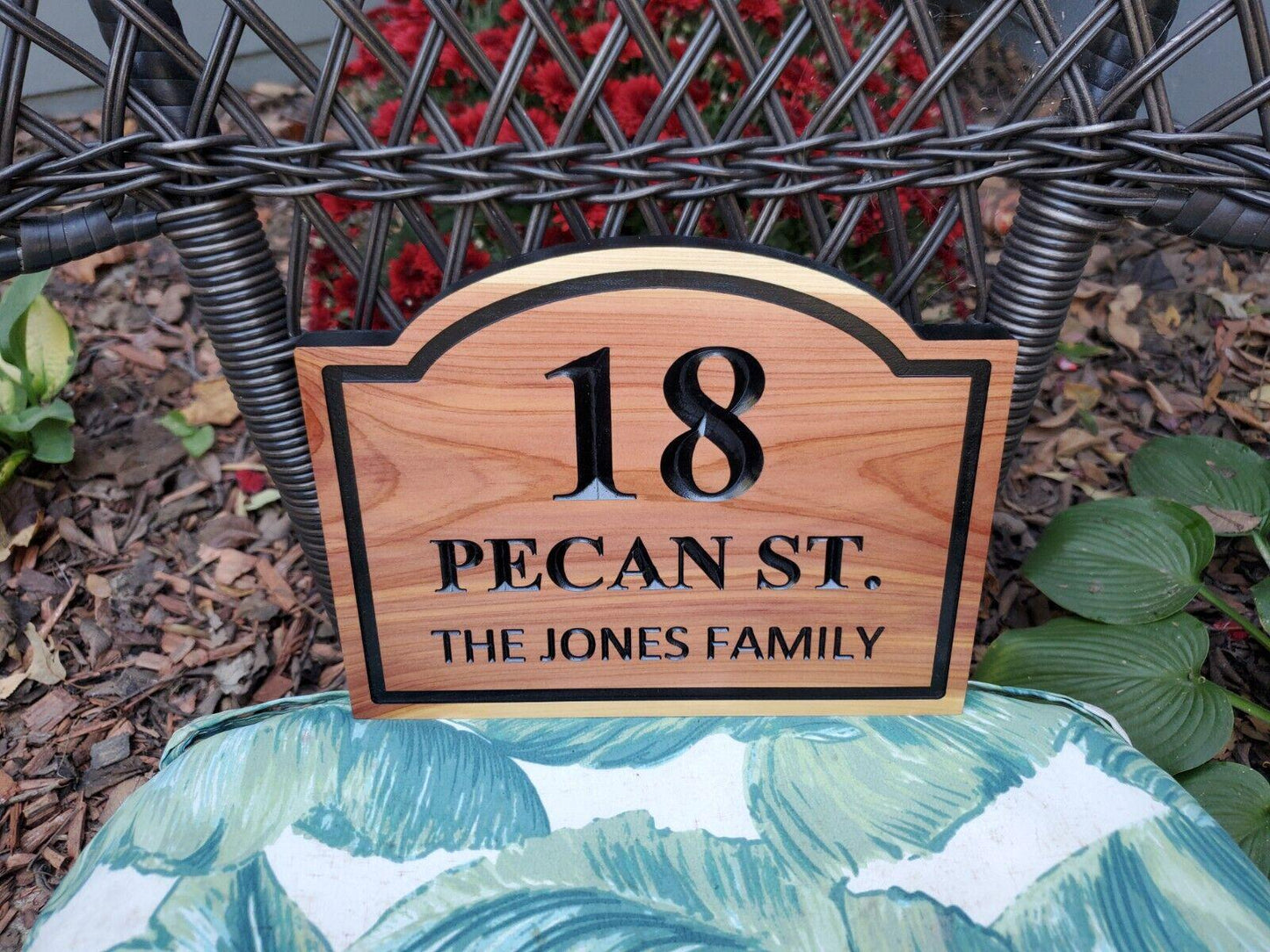 House Name And Address Sign, Carved Wood Plaque, Home Street Number Sign, Engraved Natural Mahogany Cedar Cypress Hardwood, Custom Wooden