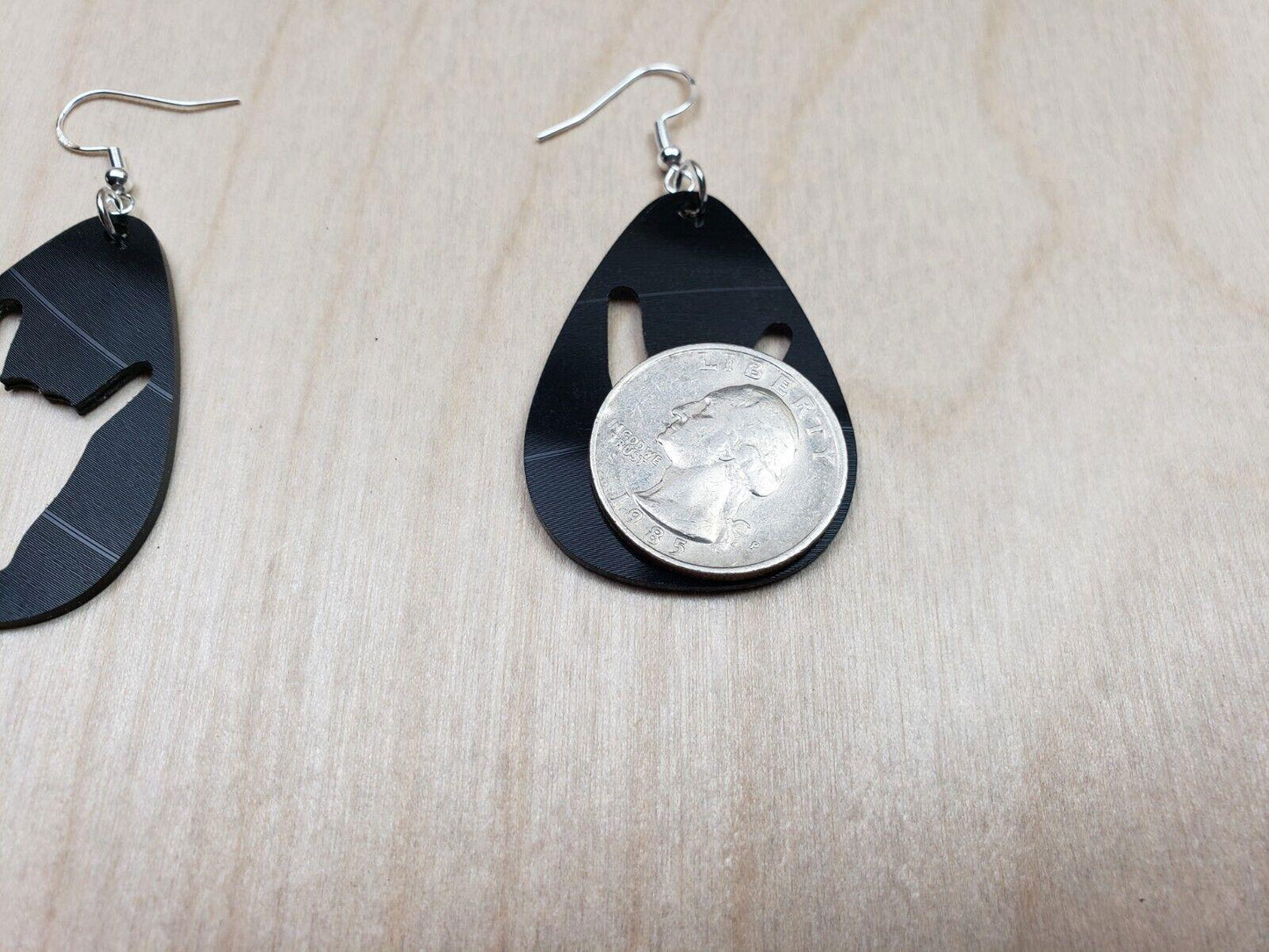 Rock N Roll Hand Horn Earrings Made From Upcycled Vinyl Records, Rock Salute Hands Sign Fashion Jewelry Sillouette, Metal Punk Classic Rock