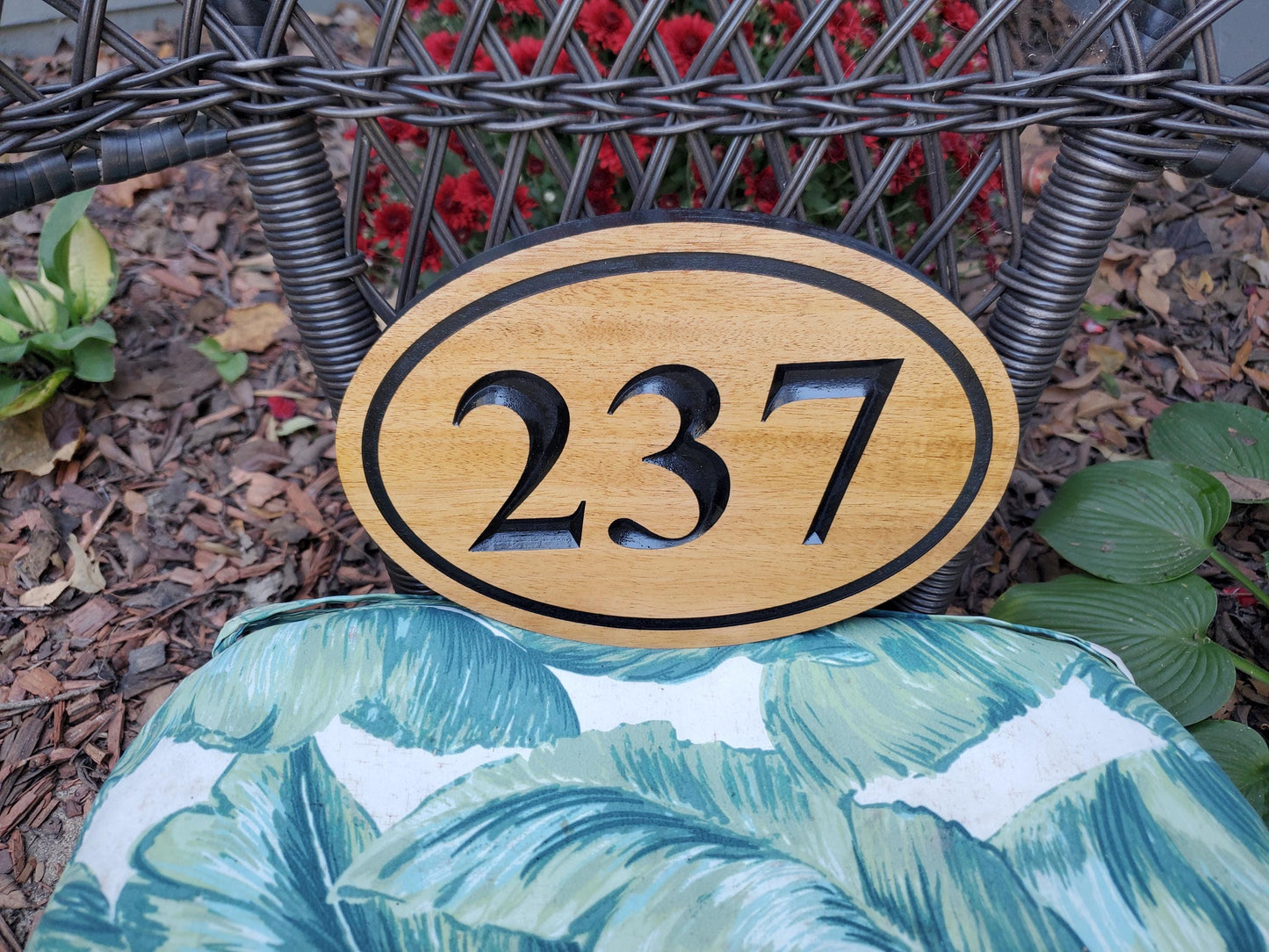 House Number Sign, Engraved Wood Address Plaque, Home Street Number Hanging, Carved Natural Mahogany Cedar Cypress, Wooden Engraving Gift