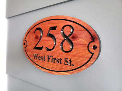 Home Street Address Plaque, Engraved Wood Address Number Sign, Carved House Exterior Solid Wood, Mahogany Cedar Cypress, Wooden Engraving