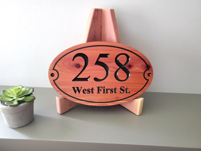 Home Street Address Plaque, Engraved Wood Address Number Sign, Carved House Exterior Solid Wood, Mahogany Cedar Cypress, Wooden Engraving