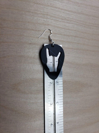 Rock N Roll Salute Earrings Made From Upcycled Vinyl Records, Devil Horn Hands Sign Fashion Jewelry Sillouette, Metal Punk Classic Rock