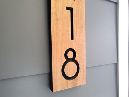 House Numbers Sign, Custom Modern Street Number Vertical Plaque, Carved Wood, Personalized Home Address Numbers, Condo Street Numbers Sign