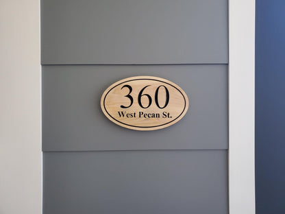 House Address Plaque, Home Street Address And Number Sign, Exterior Solid Wood, Carved Mahogany Cedar Or Cypress, Outside Wooden Engraving