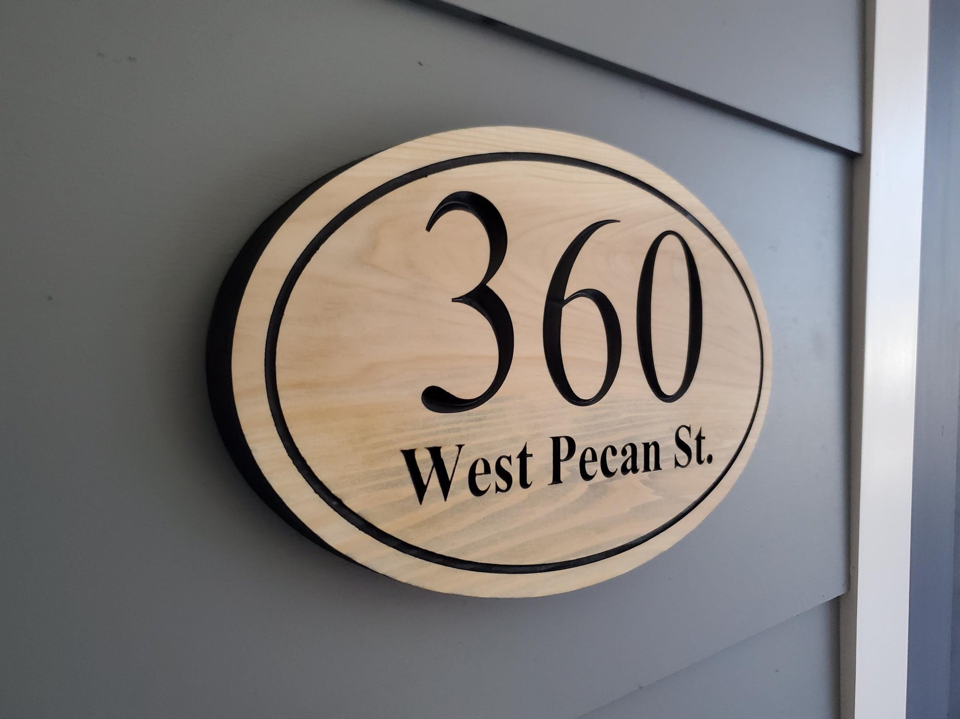House Address Plaque, Home Street Address And Number Sign, Exterior Solid Wood, Carved Mahogany Cedar Or Cypress, Outside Wooden Engraving
