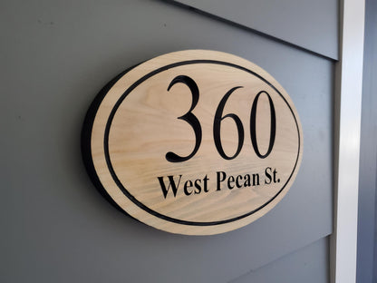 House Address Plaque, Home Street Address And Number Sign, Exterior Solid Wood, Carved Mahogany Cedar Or Cypress, Outside Wooden Engraving