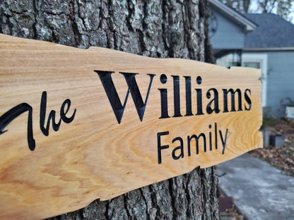 Custom Rustic Family Name Sign, Personalized Wooden Carved Plaque, Customized Solid Exterior Wood, Lake Cabin Customizable Carved Wood Sign