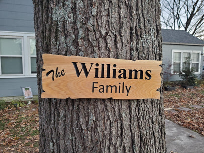 Custom Rustic Family Name Sign, Personalized Wooden Carved Plaque, Customized Solid Exterior Wood, Lake Cabin Customizable Carved Wood Sign
