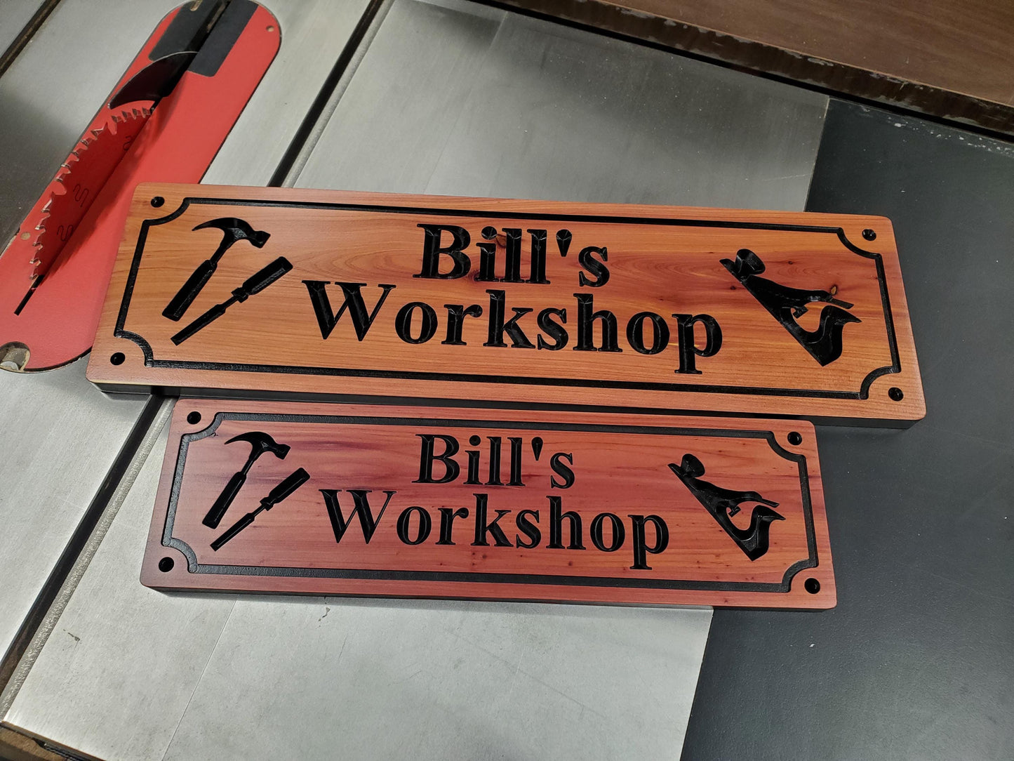 Custom Workshop Sign, Personalized Woodworking Shop Plaque, Carved Woodworkers Sign, Solid Exterior Interior Wood, Gift for Dad Papa, Wooden