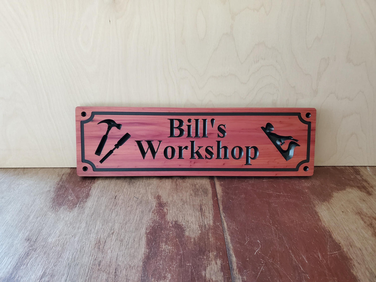 Custom Workshop Sign, Personalized Woodworking Shop Plaque, Carved Woodworkers Sign, Solid Exterior Interior Wood, Gift for Dad Papa, Wooden