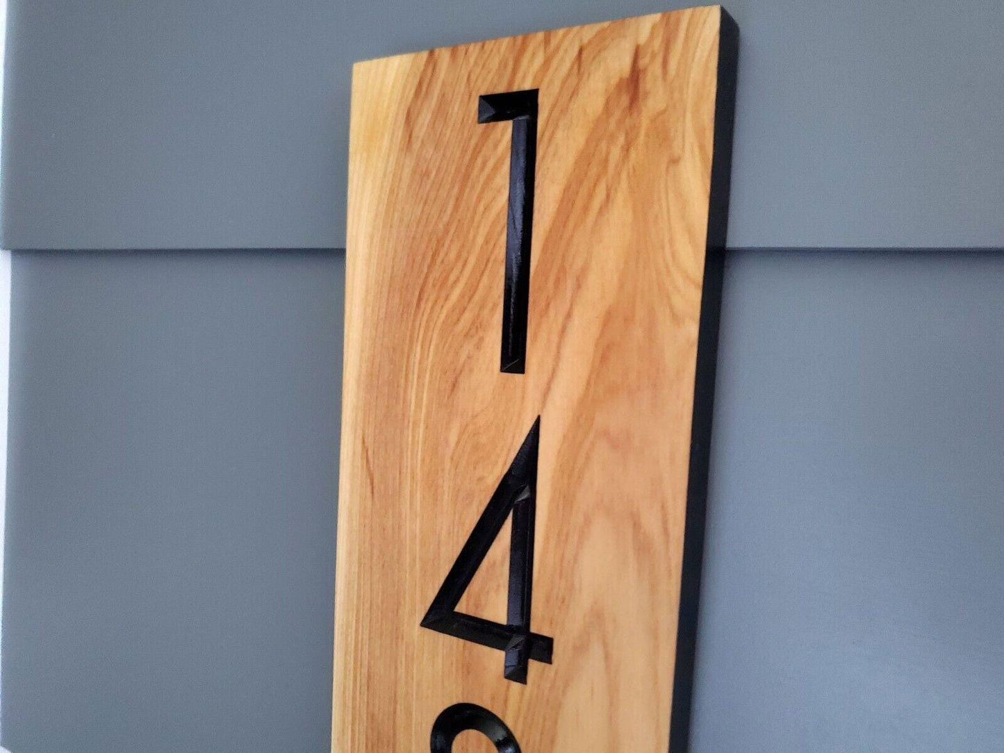 House Numbers Sign, Custom Modern Street Number Vertical Plaque, Carved Wood, Personalized Home Address Numbers, Condo Street Numbers Sign