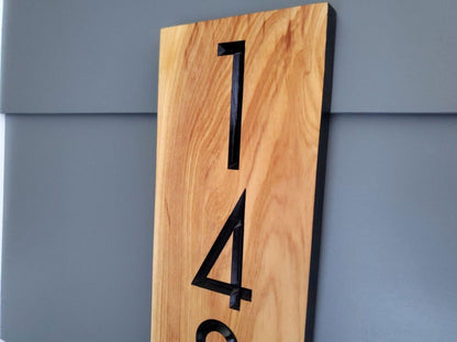 House Numbers Sign, Custom Modern Street Number Vertical Plaque, Carved Wood, Personalized Home Address Numbers, Condo Street Numbers Sign