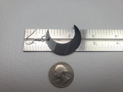 Repurposed Crescent Moon Earrings Made From Upcycled Vinyl Records, Lunar Celestial Fashion Jewelry Moon Sillouette, Moon Shape Dangle