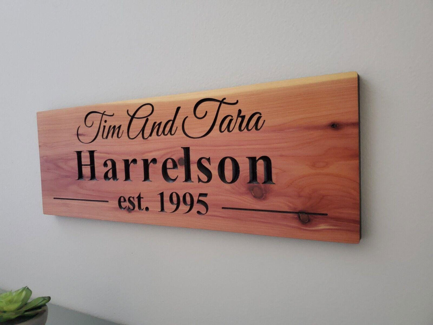 Personalized Couples Established Date Sign, Custom Carved Wood Family Last Name Plaque, Wedding Anniversary Gift, Housewarming Gift, Wife