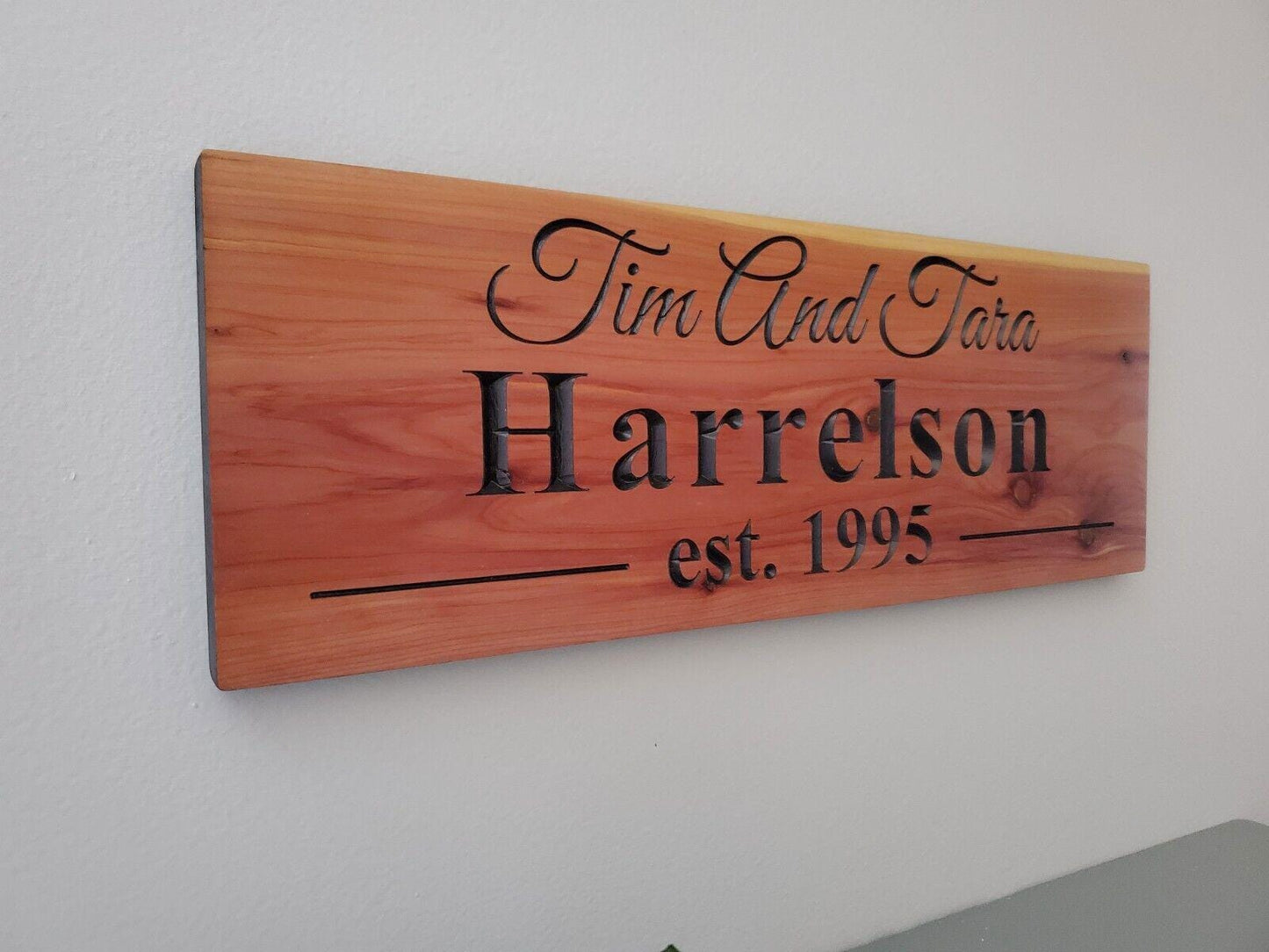 Personalized Couples Established Date Sign, Custom Carved Wood Family Last Name Plaque, Wedding Anniversary Gift, Housewarming Gift, Wife