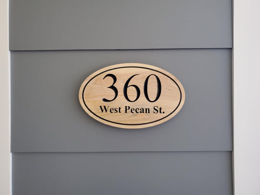 House Address Plaque, Home Street Address And Number Sign, Exterior Solid Wood, Carved Mahogany Cedar Or Cypress, Outside Wooden Engraving