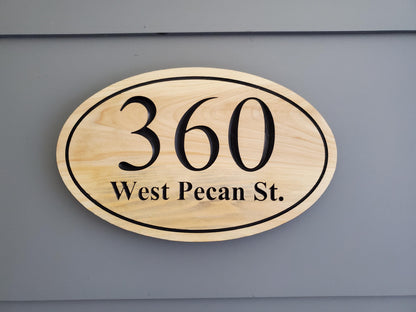 House Address Plaque, Home Street Address And Number Sign, Exterior Solid Wood, Carved Mahogany Cedar Or Cypress, Outside Wooden Engraving